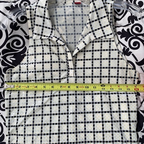 Black and White Checkered Sleveless  Polo Top - Picture 1 of 9